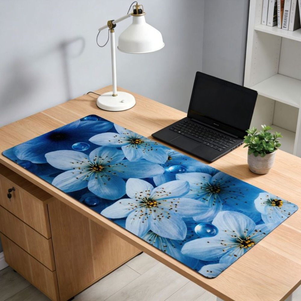 Desk Setup Blue - Aesthetic table mat with exquisite blue