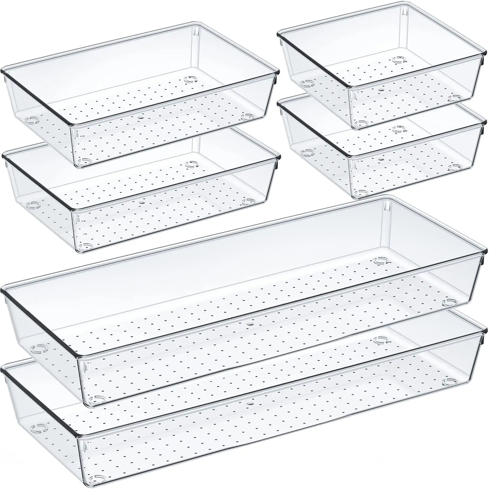 Desk Drawer Unit - 6/9/12Pack Drawer Organizers Clear Plastic Tub