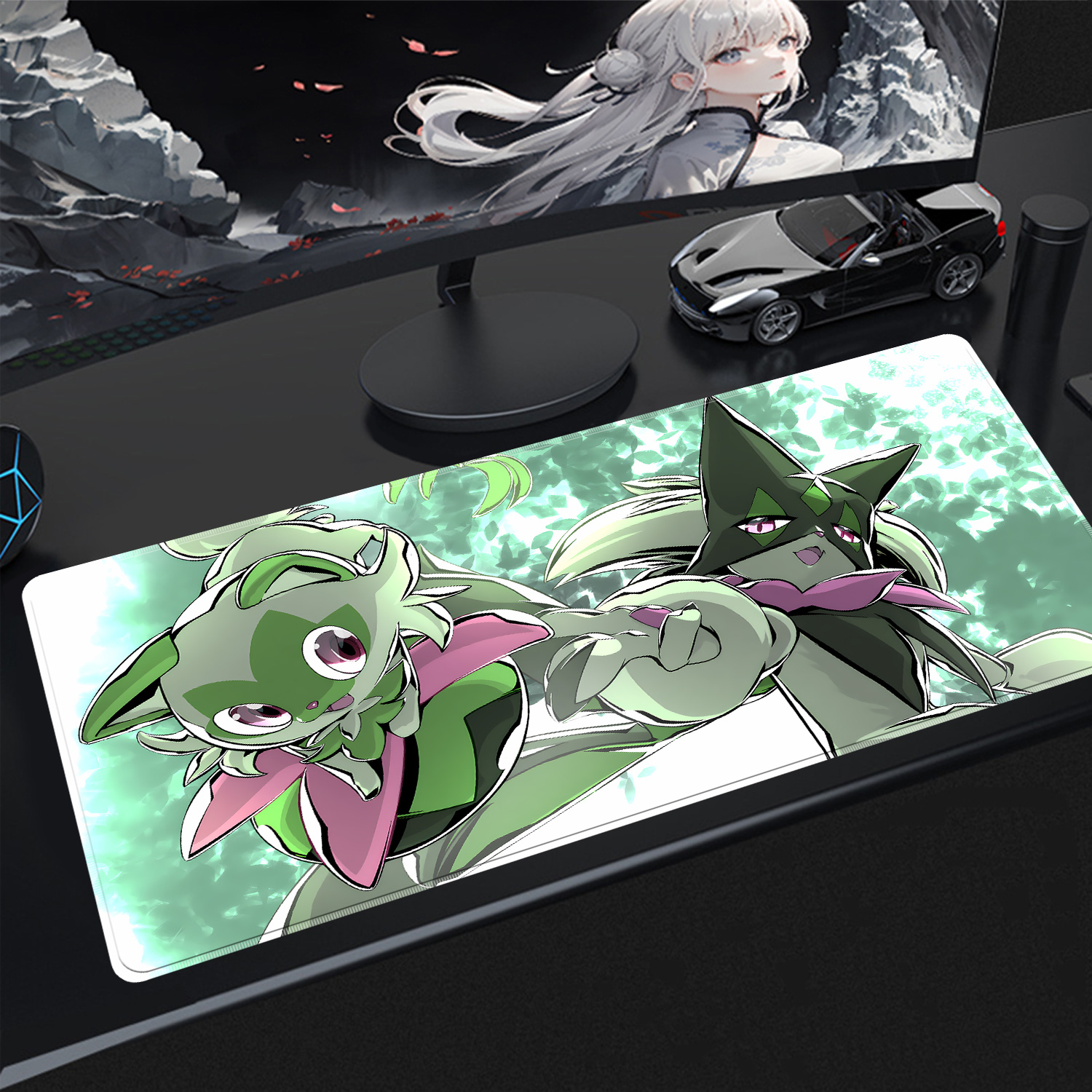 Desk Setup Carpet - Kawaii Pokemon Meowscarada Gaming Desk Mouse