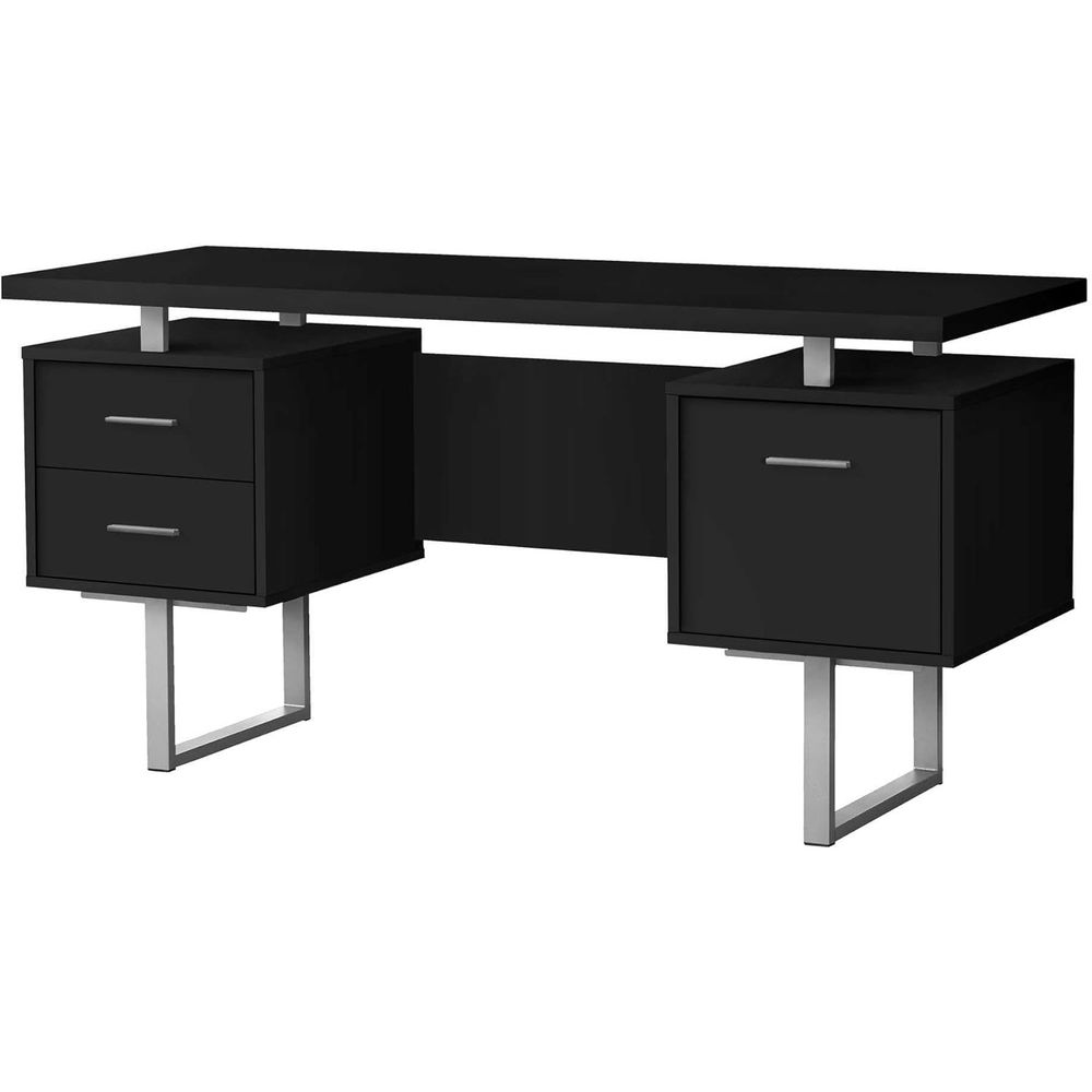 Desk Setup Grey - Contemporary 60 Work Desk with Storage