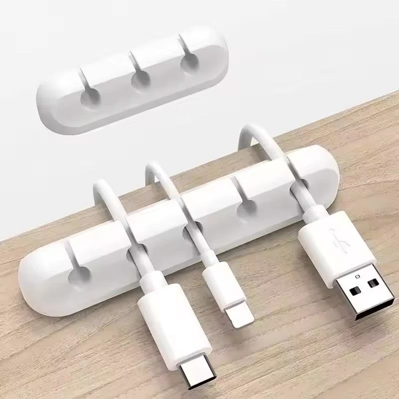 Desk Setup Cable Management - Silicone USB Cable Clip Winder Organizer