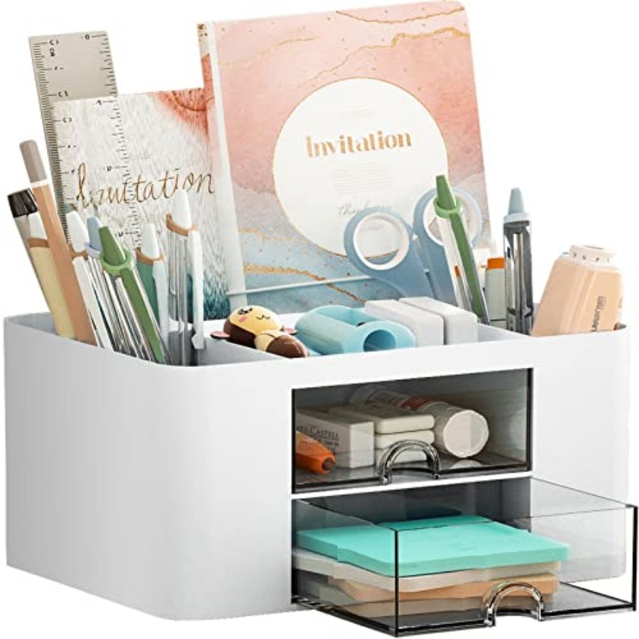 Desk Drawer Unit - Pen Organizer with 2 Drawer, Multi-Functional