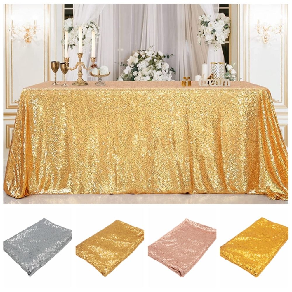 Desk Setup Wallpaper - Party Supplies Rectangular Sequin Tablecloth Gold