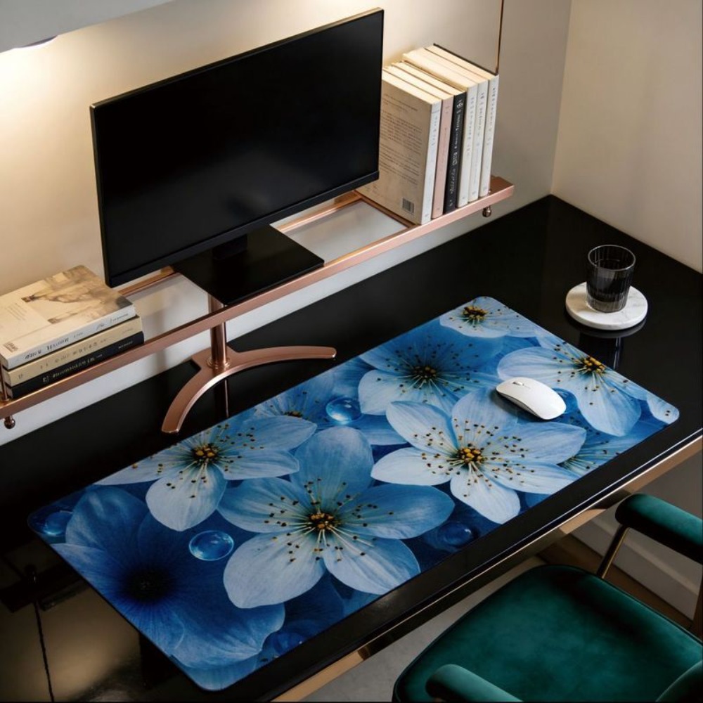Aesthetic table mat with exqui - Desk Setup Blue incelemesi ve fiyatı