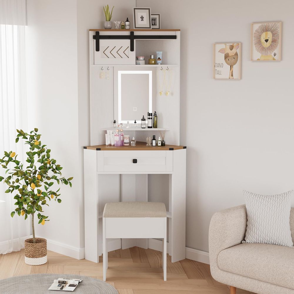 Small Vanity Desk Set with Lig - Desk Setup Small Space incelemesi ve fiyatı