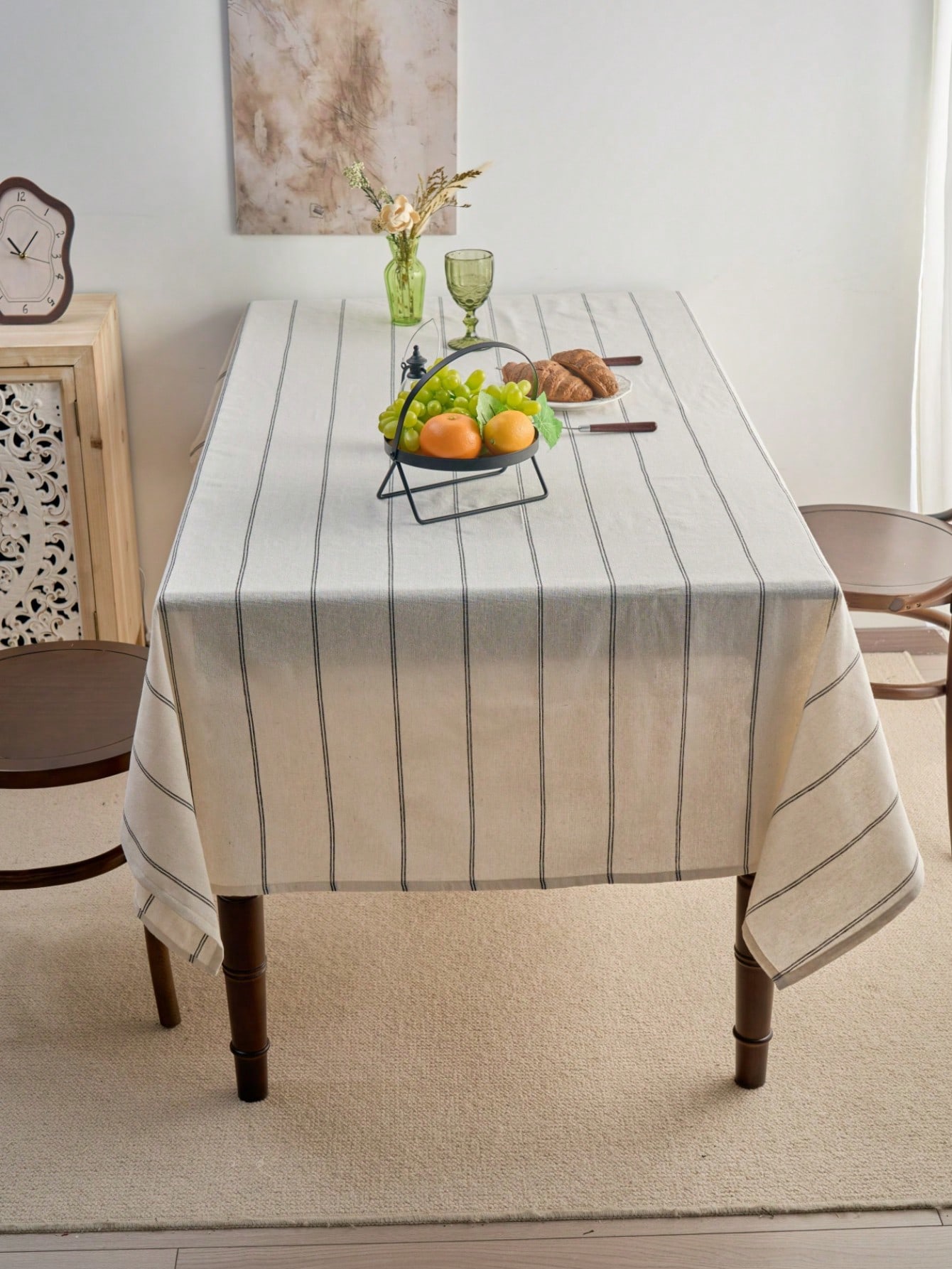 1pc Black Striped Woven Tablec - Desk Setup Wallpaper incelemesi ve fiyatı