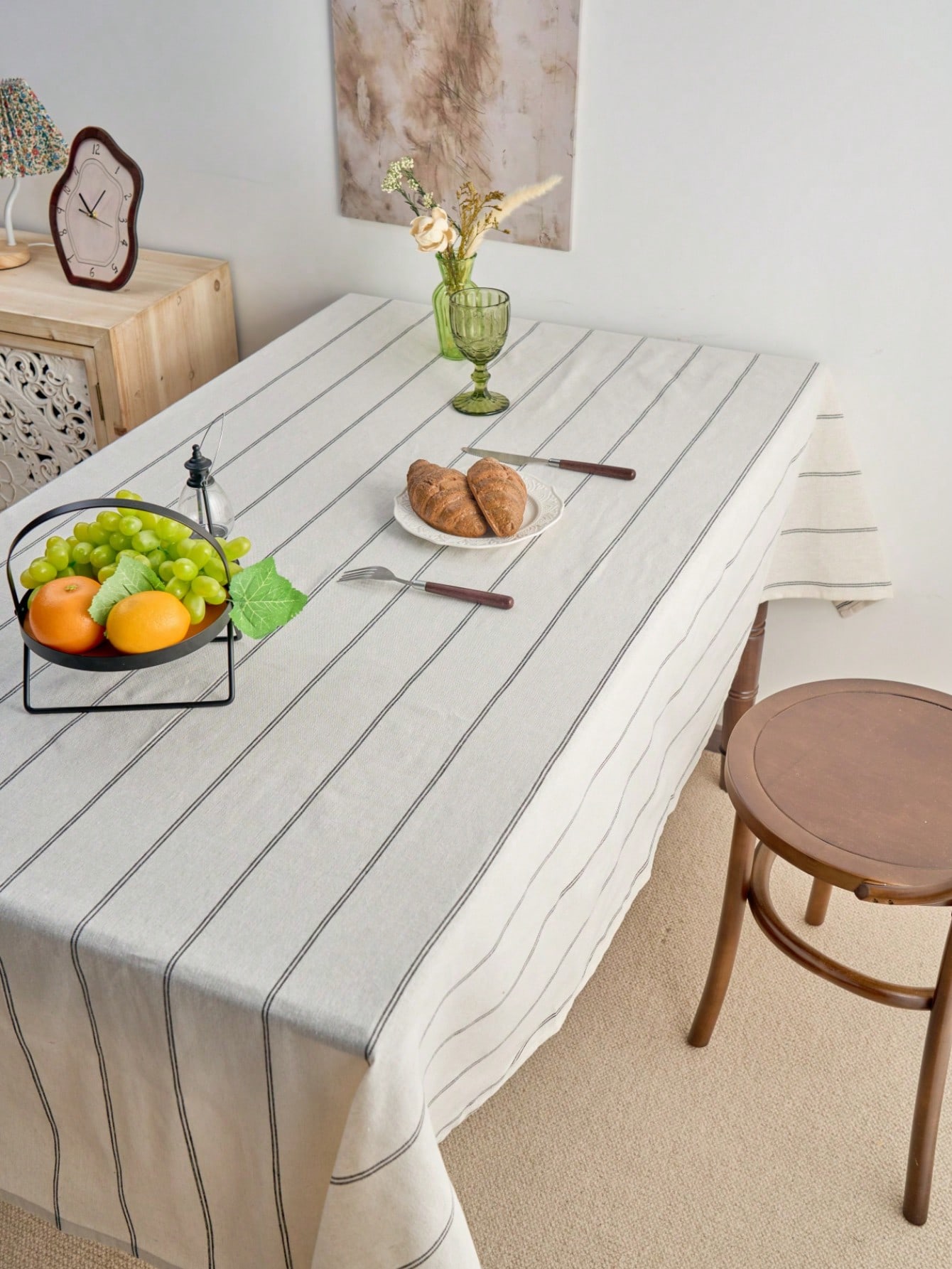 1pc Black Striped Woven Tablec - Desk Setup Wallpaper incelemesi ve fiyatı