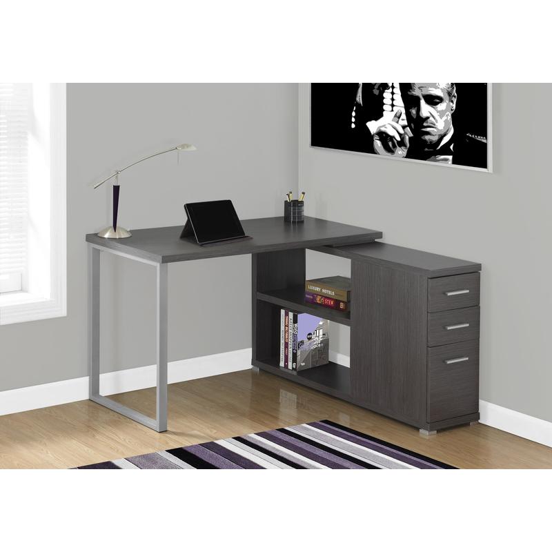 L-Shaped Computer Desk for Hom - Desk Setup Grey incelemesi ve fiyatı