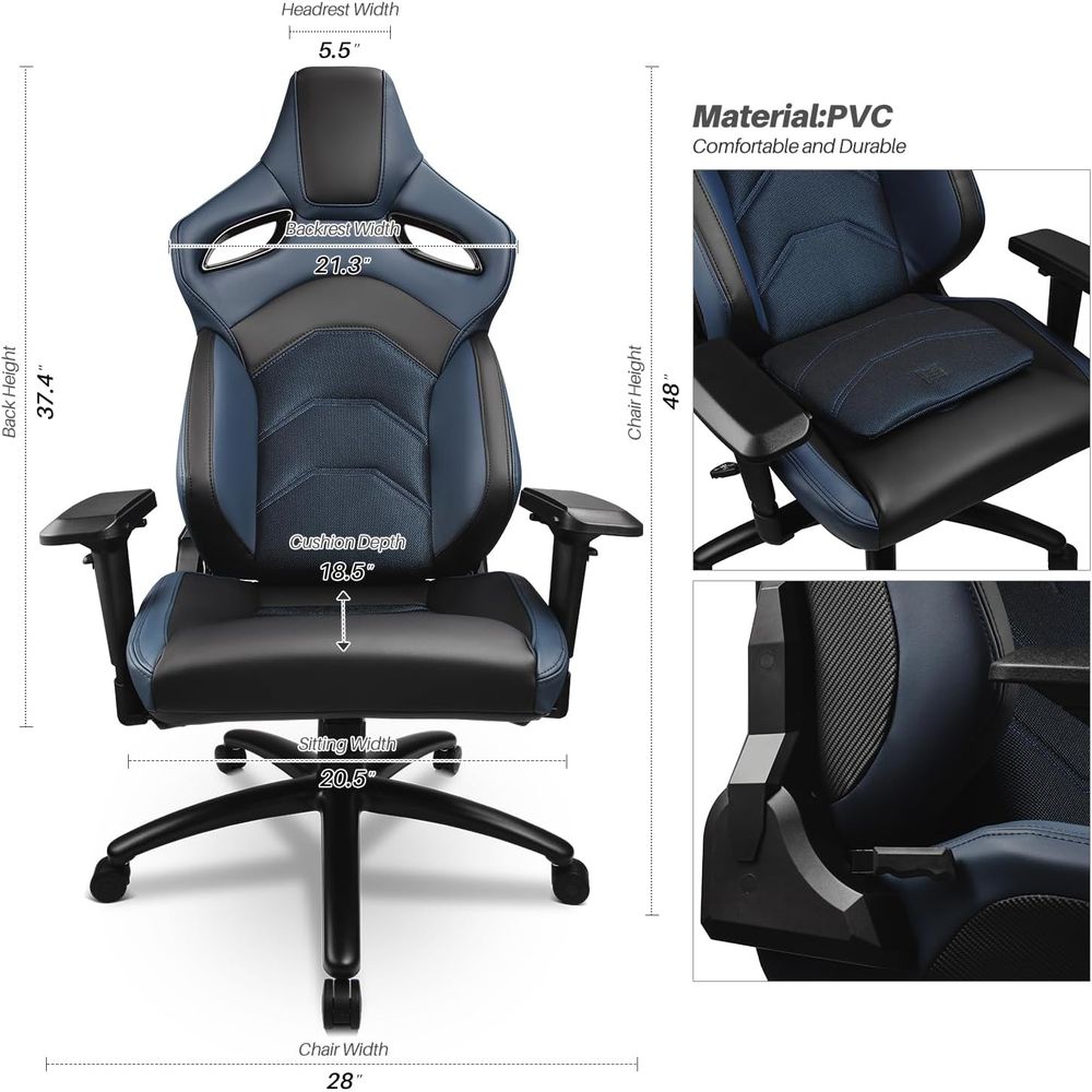 PVC Reclinable Sport Racing Se - Desk Setup Blue incelemesi ve fiyatı