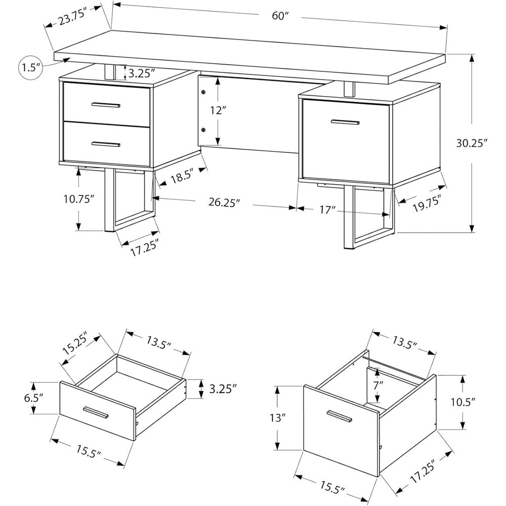 Contemporary 60 Work Desk with - Desk Setup Grey incelemesi ve fiyatı