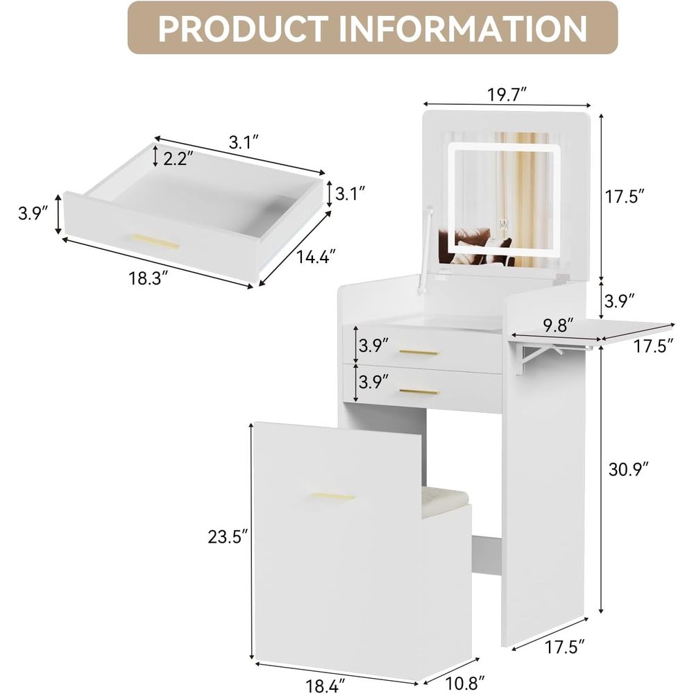 3-in-1 Vanity Desk Set, Flip-t - Desk Setup Small Space incelemesi ve fiyatı