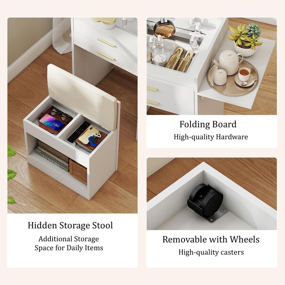 3-in-1 Vanity Desk Set, Flip-t - Desk Setup Small Space incelemesi ve fiyatı