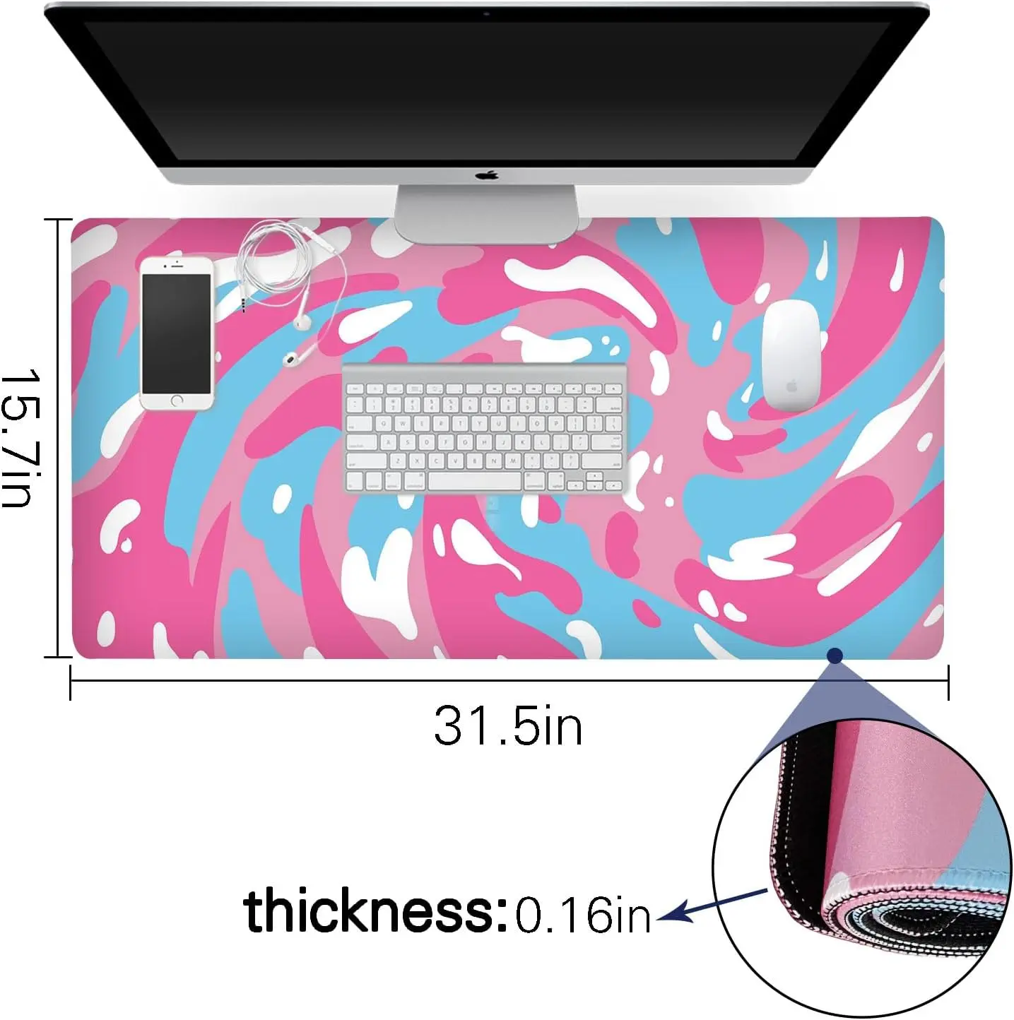 Stylish Pink Blue White Abstra - Desk Setup Blue incelemesi ve fiyatı