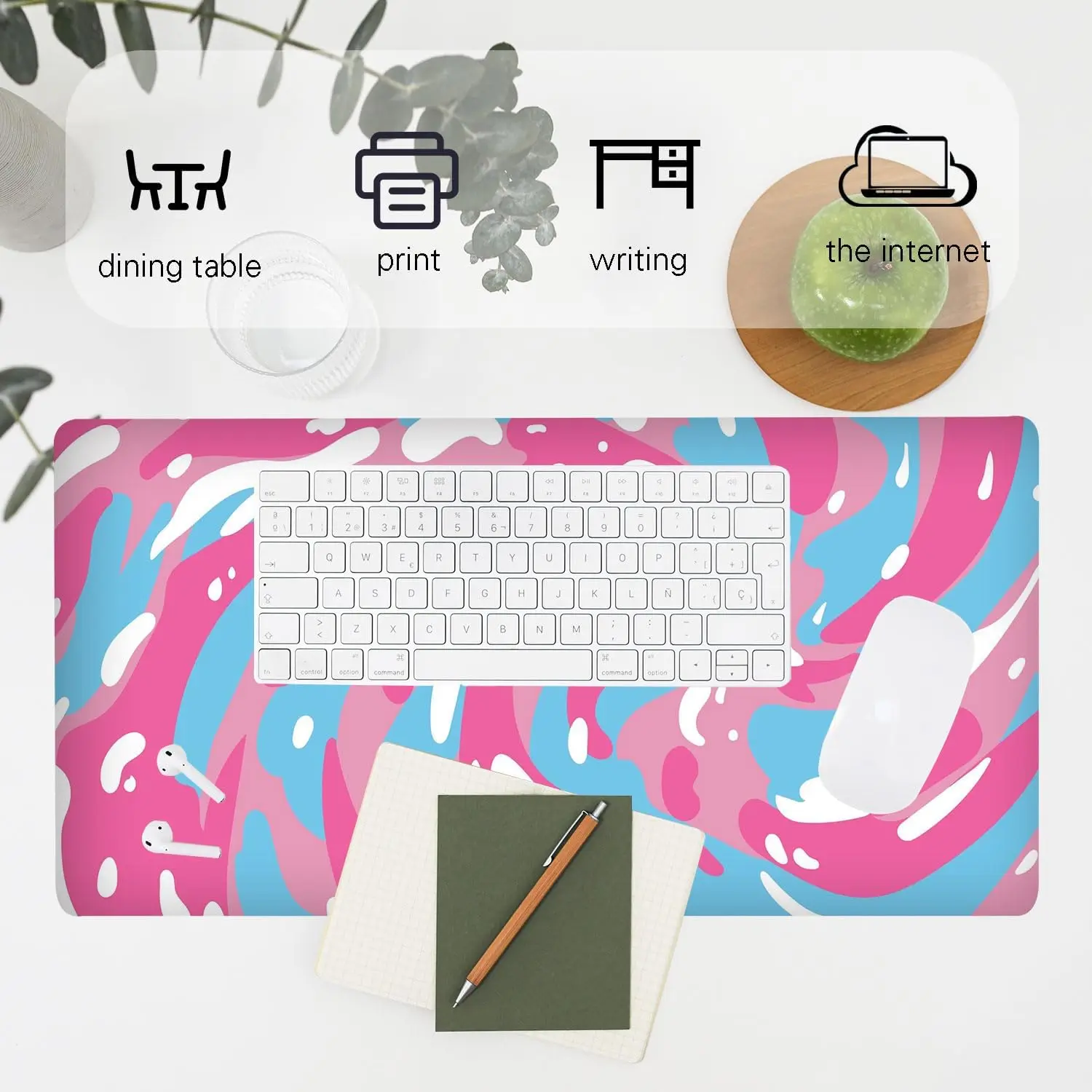 Stylish Pink Blue White Abstra - Desk Setup Blue incelemesi ve fiyatı
