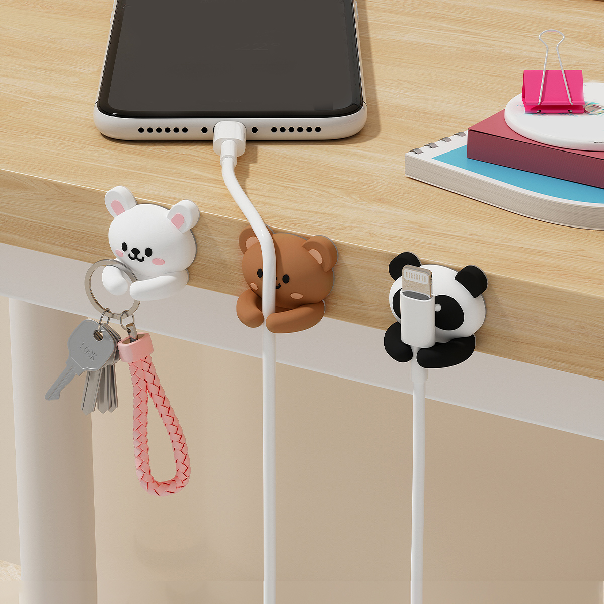 2/3pcs Cute Cartoon Desktop Ca - Desk Setup Cable Management incelemesi ve fiyatı