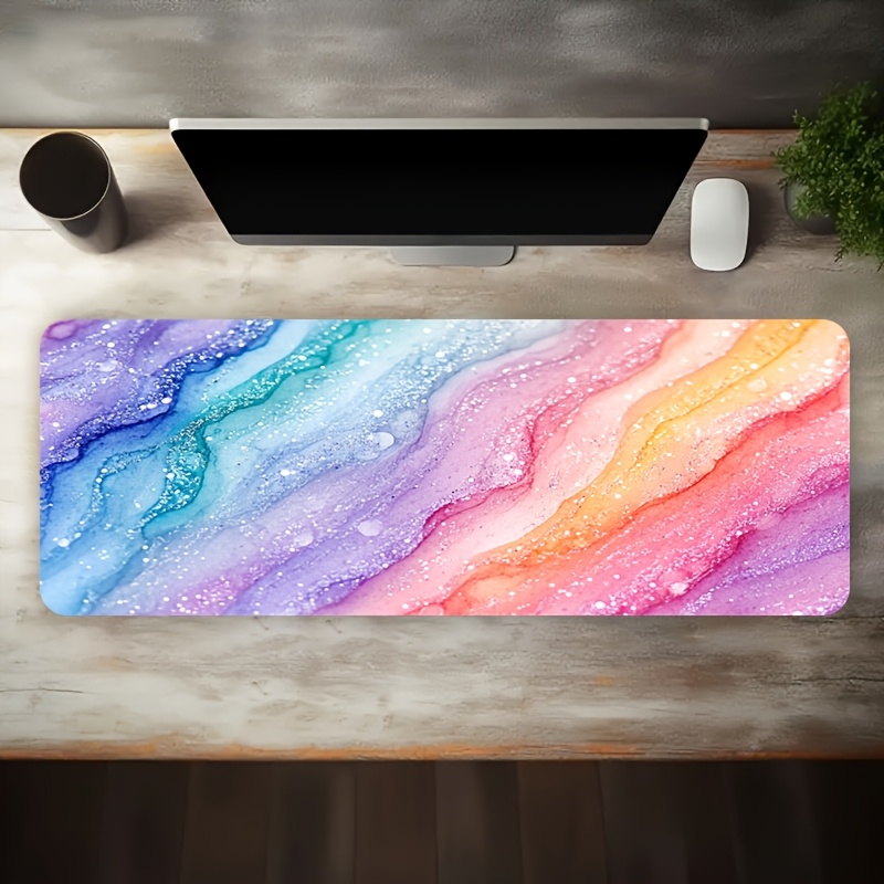 Vibrant Rainbow Glitter Marble - Desk Setup For Gaming incelemesi ve fiyatı