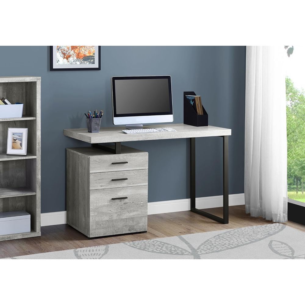 Desk with Ile Cabinet - Left o - Desk Setup Grey incelemesi ve fiyatı