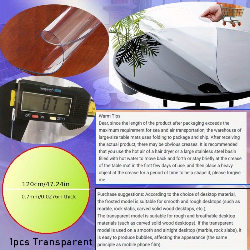 1pc 100/110/120cm Clear PVC Ro - Desk Setup Carpet incelemesi ve fiyatı